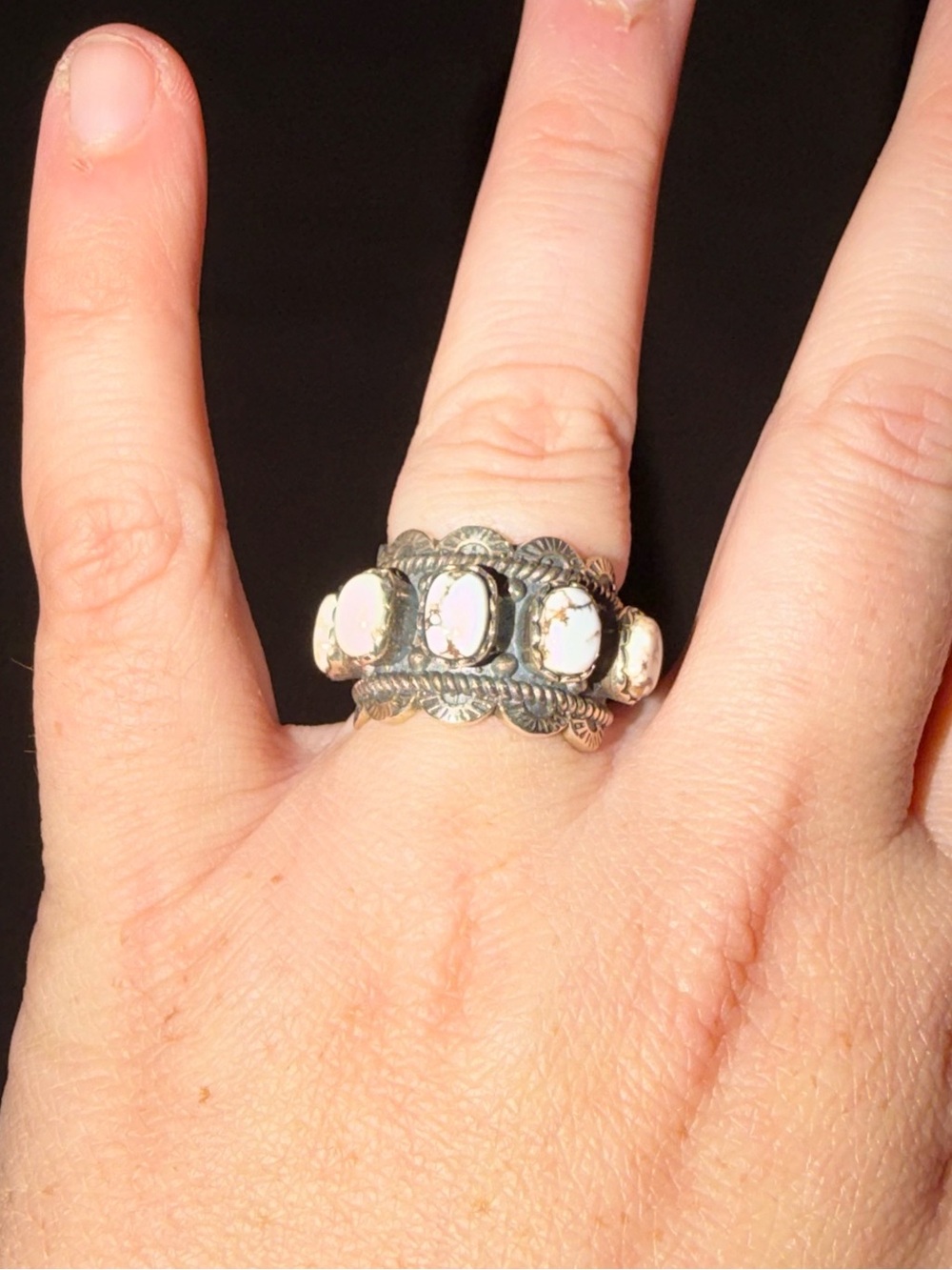 White Buffalo & Turquoise Ring